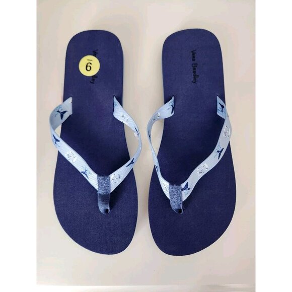 Vera Bradley Webbing Strap Women's Flip Flops Sandals Really Regatta Blue Size 9 - Picture 1 of 8
